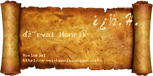 Árvai Henrik névjegykártya